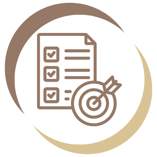 a paper with check marks and a dart board