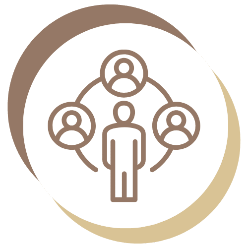 a logo of a person and people