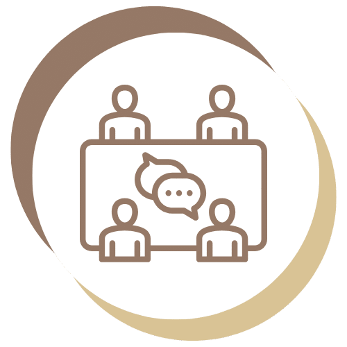 a group of people sitting at a table